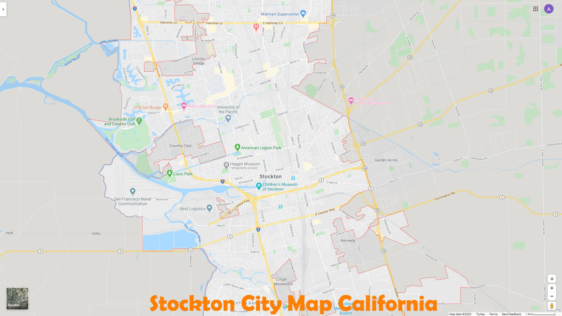 Stockton Ville Carte californie